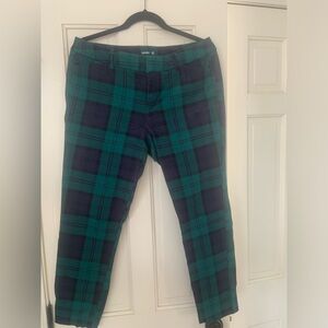 Old Navy Plaid Pixie Ankle Pants - Green and Blue